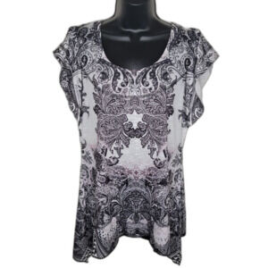 Unity World Wear studded bohemian flutter sleeve top small